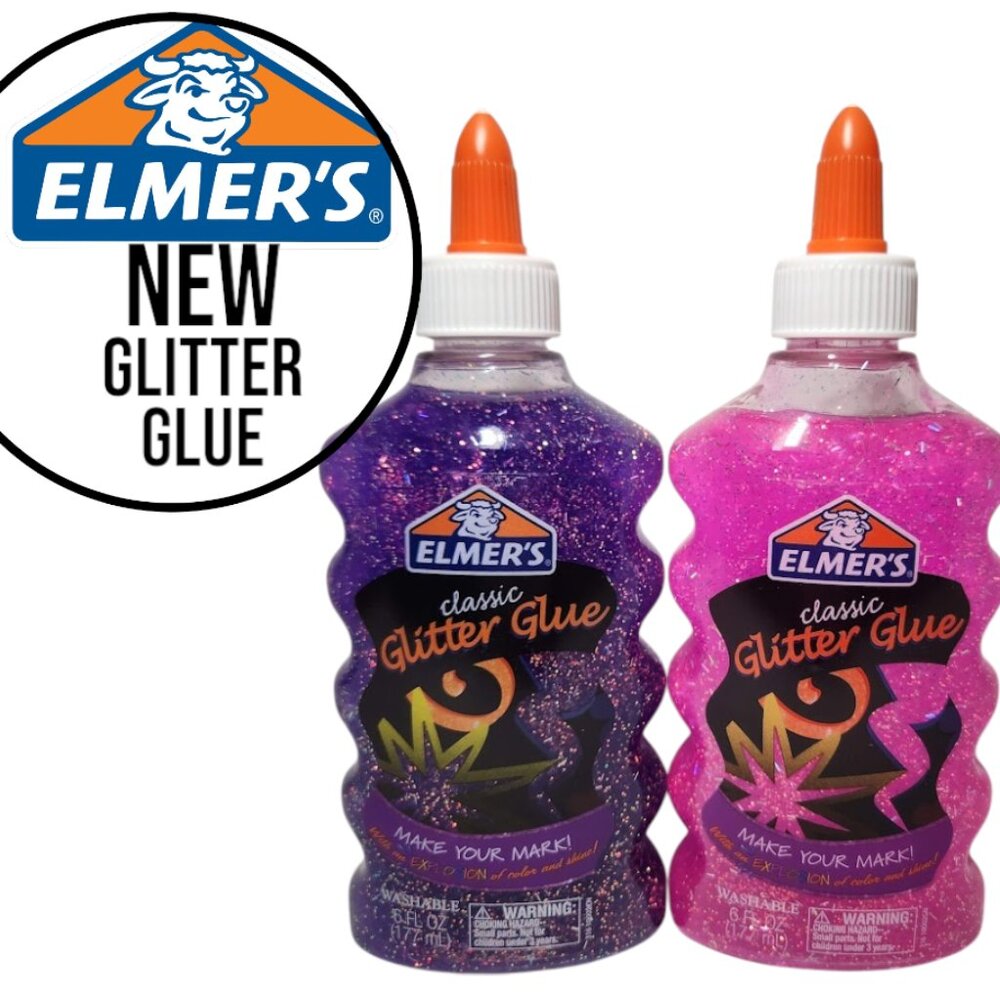 New 2x Elmer's Liquid Glitter Glue pink purple school supplies Slime arts crafts